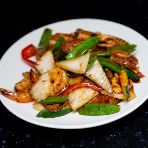 Beef, Chicken, Shrimp Manchurian Style.