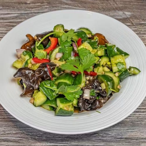 Wood Ear Mushroom Cucumber Salad.