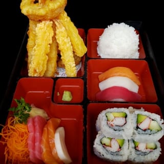 Sushi, Sashimi, Shrimp and Vegetable Tempura