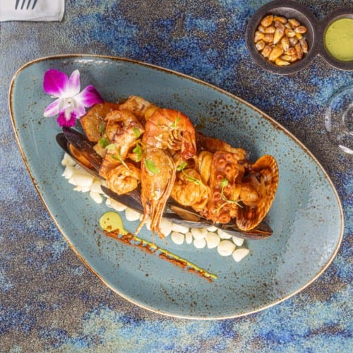 Anticuchada De Mariscos.