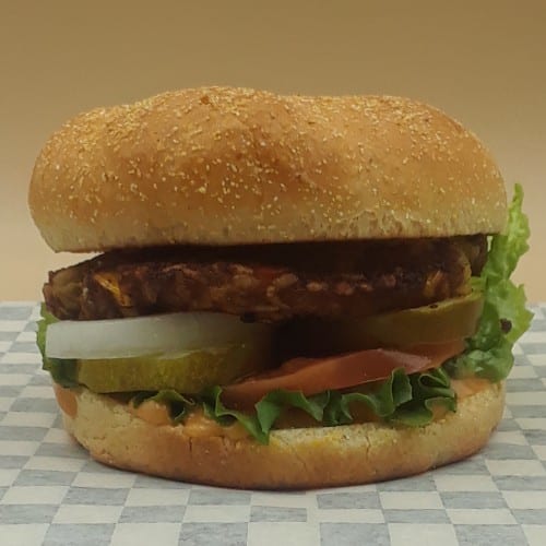Vegan Organic Veggie Burger:.