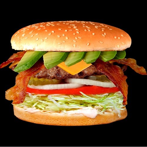 Avocado Bacon Cheeseburger.