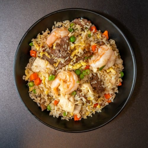Yen Ching Fried Rice (Chicken, Beef, and Shrimp).
