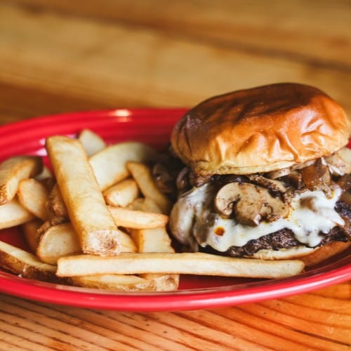 Mushroom Swiss Burger.