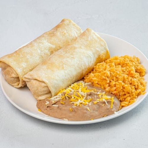 Combo 7 - Two Beef Burritos Plate.