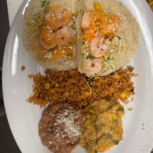 Garlic Shrimp Taco Plate.