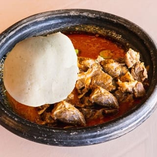 Pounded Yam and Peanut Butter Soup (Goat or Beef)