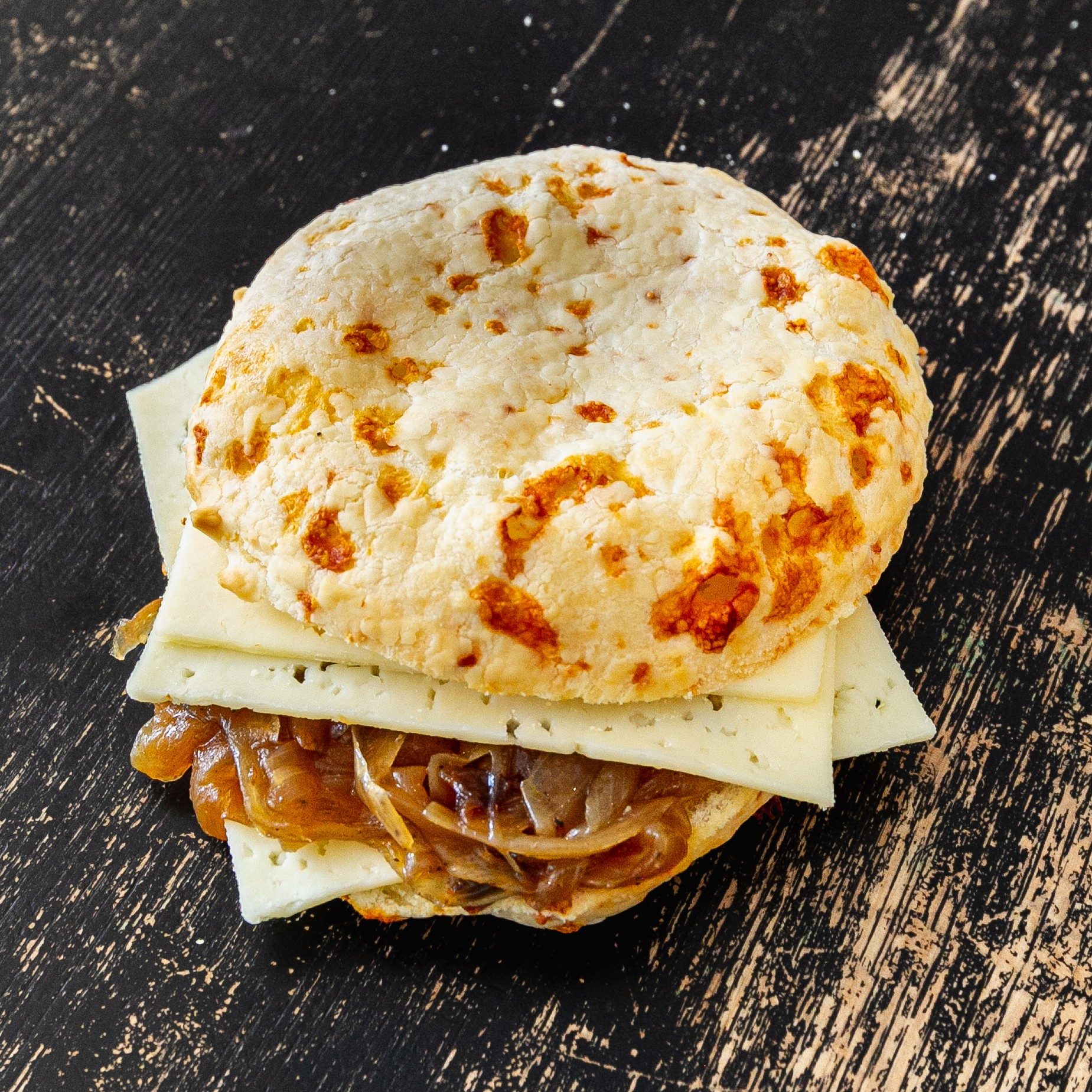 Grilled Cheese and Caramelized Onions Sandwich.