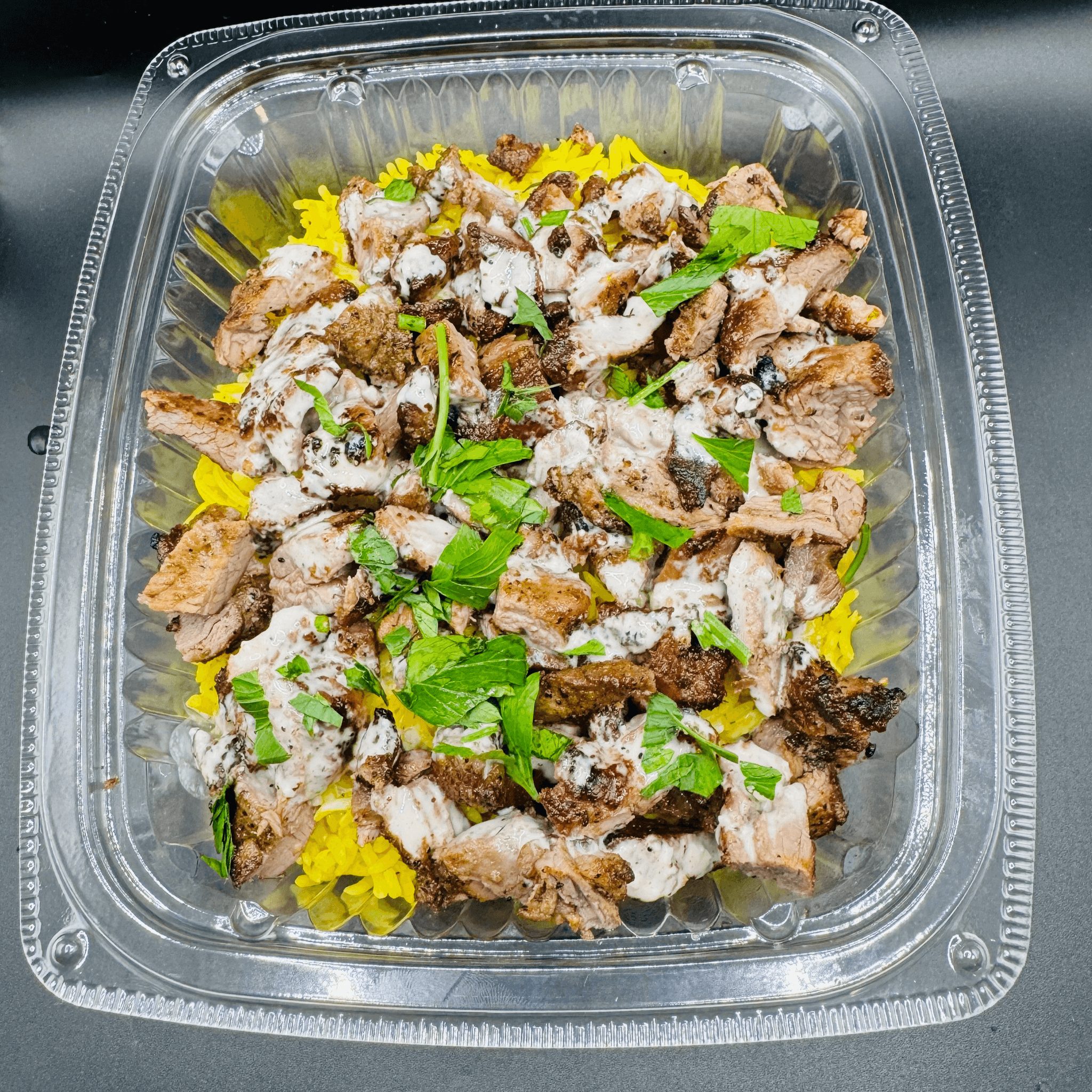 Chopped Lamb Kabob Rice Bowl.
