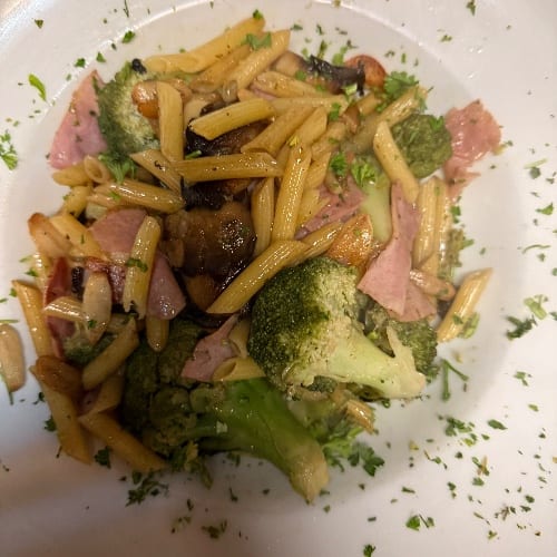 Ziti, Broccoli, Mushrooms & Ham.