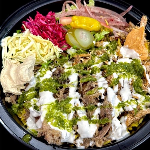 Lamb & Chicken Rice Platter.