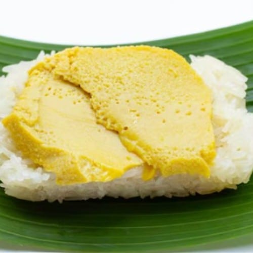 Sweet Sticky Rice w. Egg Custard.