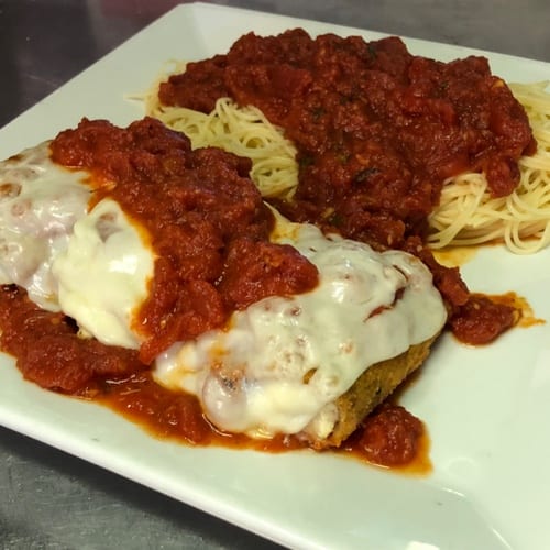 Eggplant Rollatini appetizer.