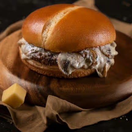 Mushroom Swiss Smash Burger.