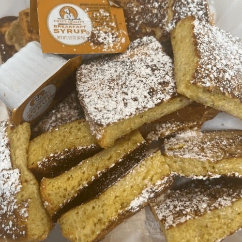 French Toast w/ 2 Eggs and Choice of Meat.