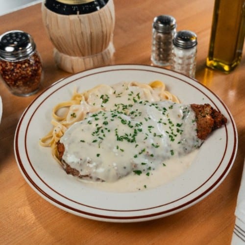 Chicken Cutlet Alfredo.