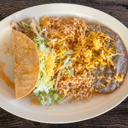 One Chicken Taco Combination W/ Soda & Side.