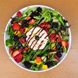 Burrata w/Seasonal Fresh Fruit Salad