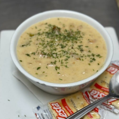 New England Style Clam Chowder.