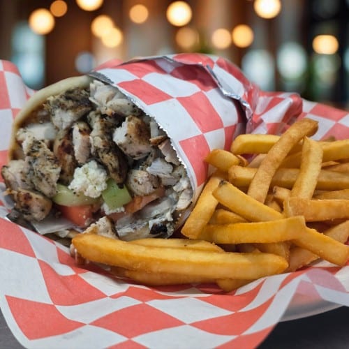 Greek Pita Wrap With Chicken.