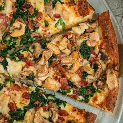 Chicken Alfredo Pizza.