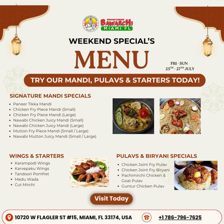 🌟 Weekend Specials at Bawarchi Biryani Miami