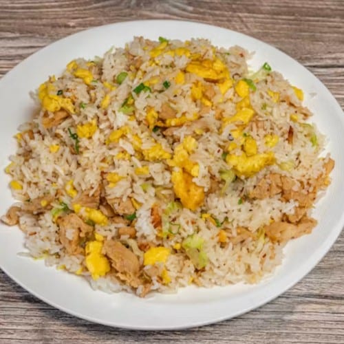 Vegan Salty Fish Chicken Fried Rice.