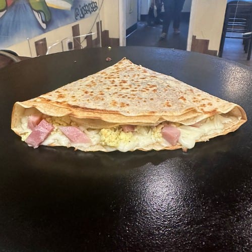 Cheese, Eggs and Ham Crepe.