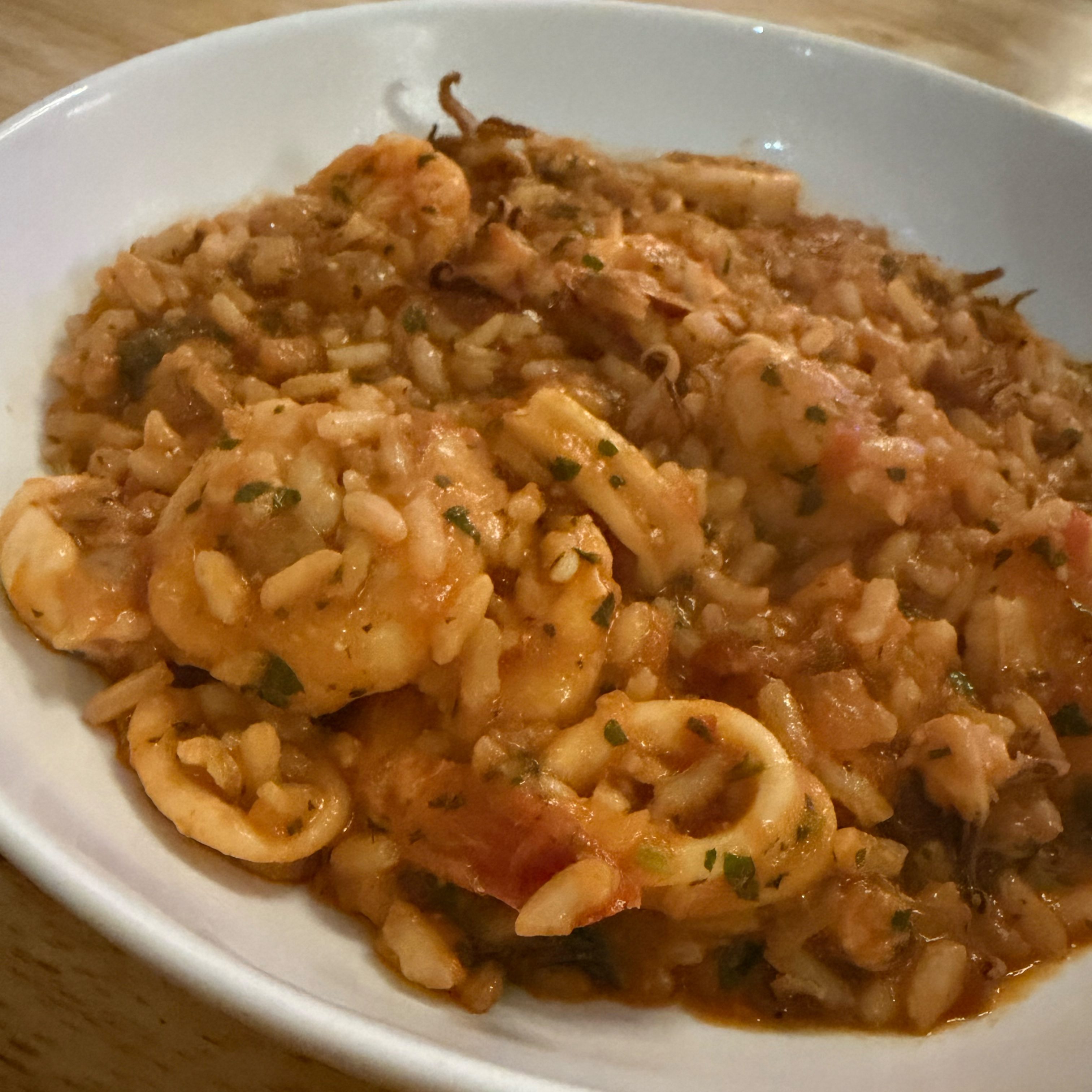 Risotto Calamari and Gamberi.