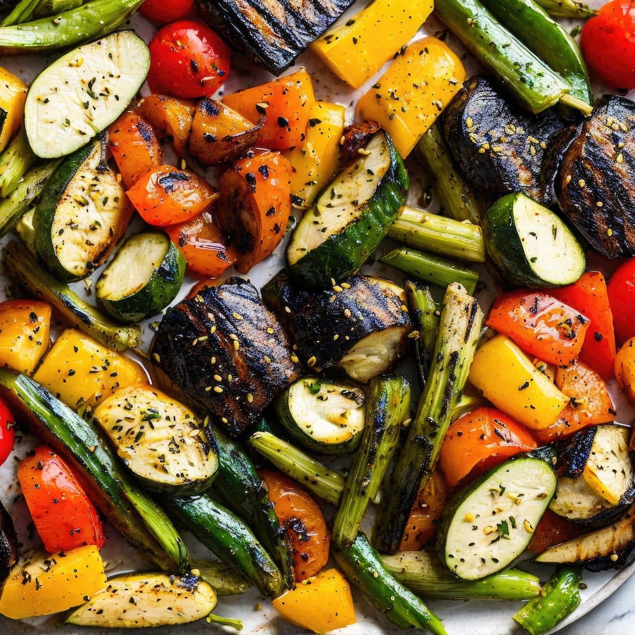 Grilled Vegetables with Nutty Sauce.