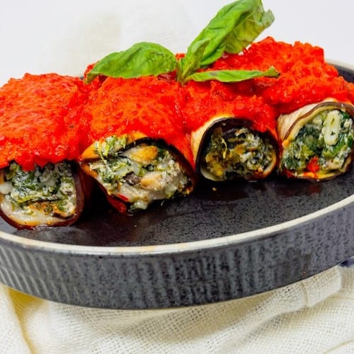 Eggplant Rollatini with Spinachi.