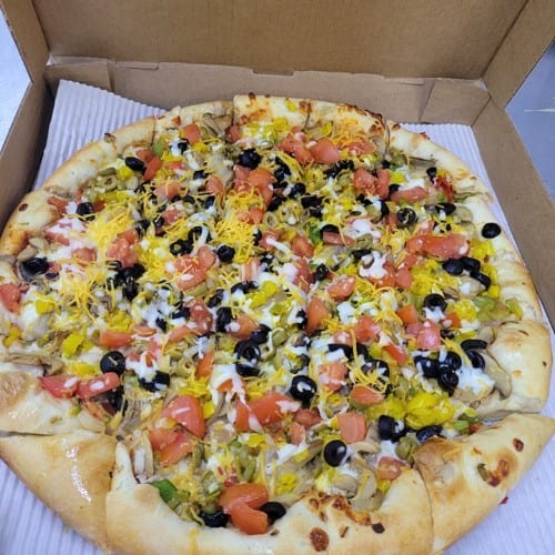 Catanzaro's Traditional Veggie Pizza.