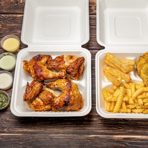 Whole Chicken, One Large Side, Sauces.