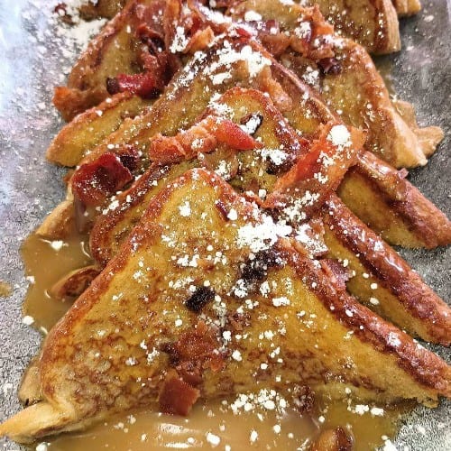 Macs Caramel Bacon French Toast.