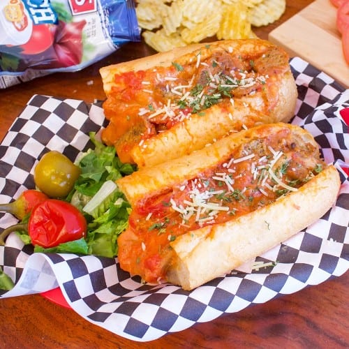 Meatball Parmigiana Sandwich.