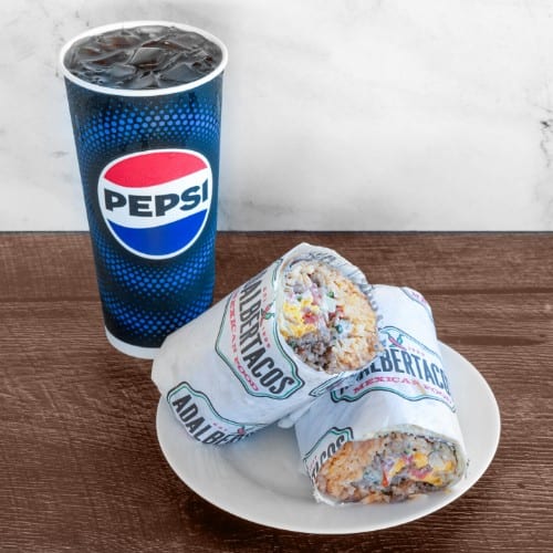 Super Burrito W/ Soda & Side.