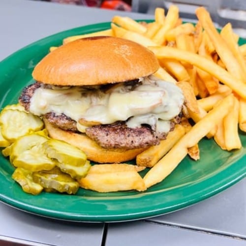 Mushroom & Swiss Burger.