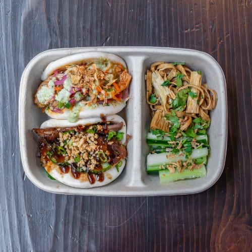 C3) 2 Baos + Szechuan Cucumber Salad(V).