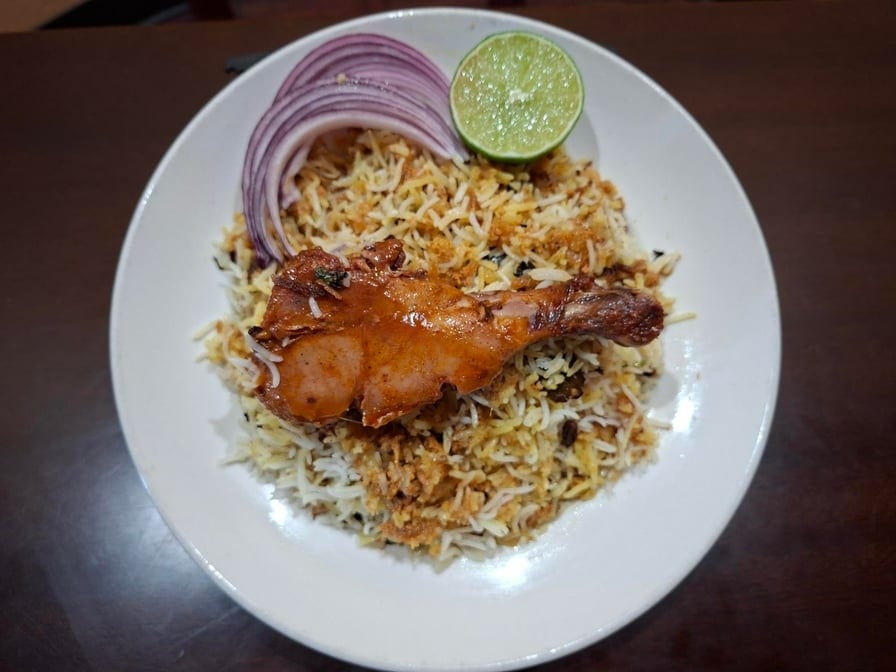 Hyderabadi Chicken Dum Biryani.