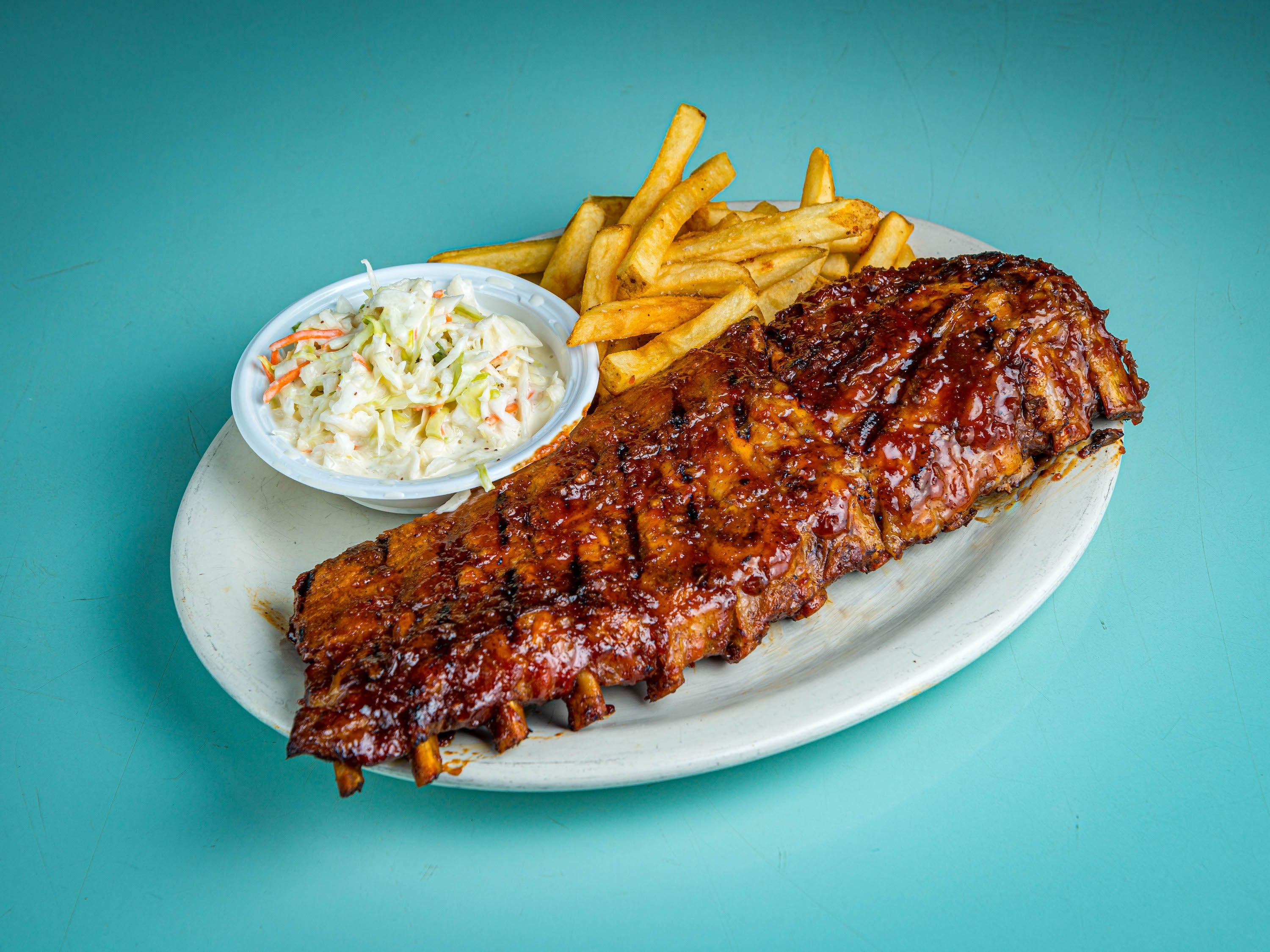 BBQ Baby Back Ribs with Homemade BBQ Sauce.