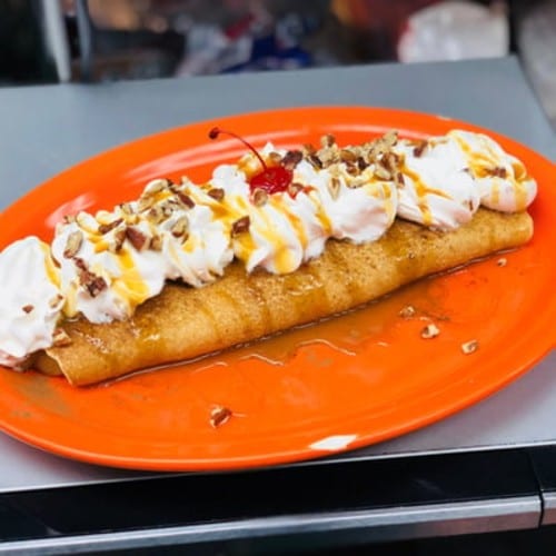 Caramel Apple Stuffed Pancakes.