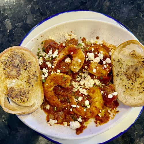 Shrimp Alfresco Dinner.