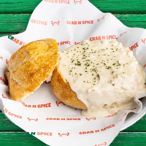 Clam Chowder on Bread Bowl.