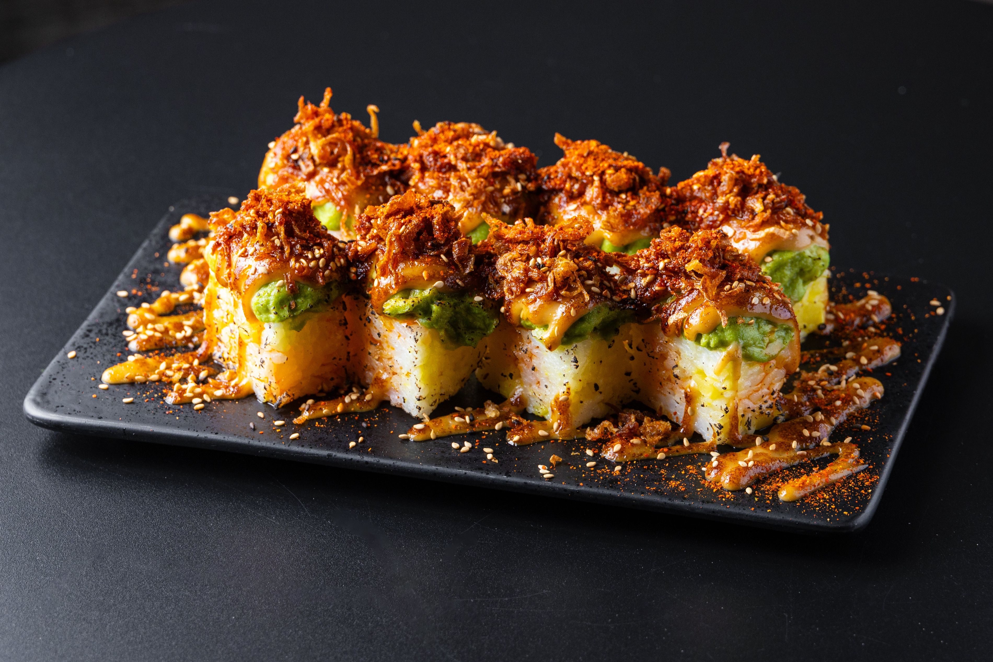 Spicy Roasted Miso Avocado Roll  (4 Pieces).