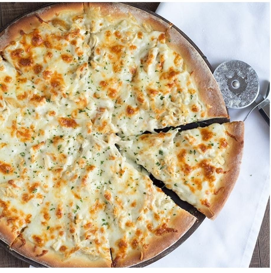Chicken Alfredo Pizza.
