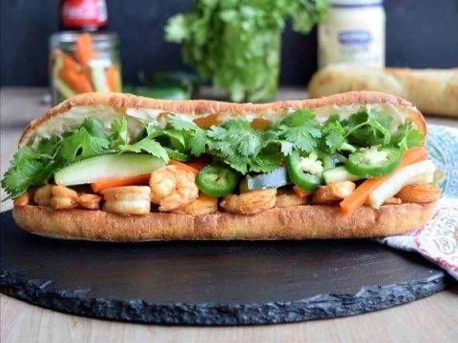 Grilled Shrimp Sandwich (7") - Banh Mi Tom Nuong.