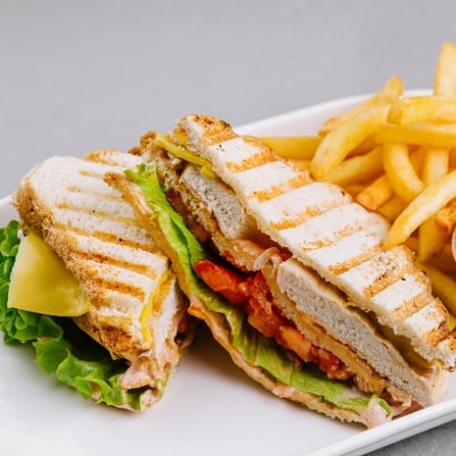 Grilled Chicken Sandwich with Fries.