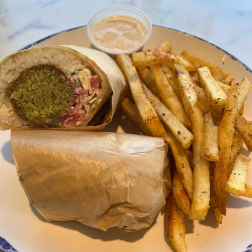Falafel Fritters Wrap.