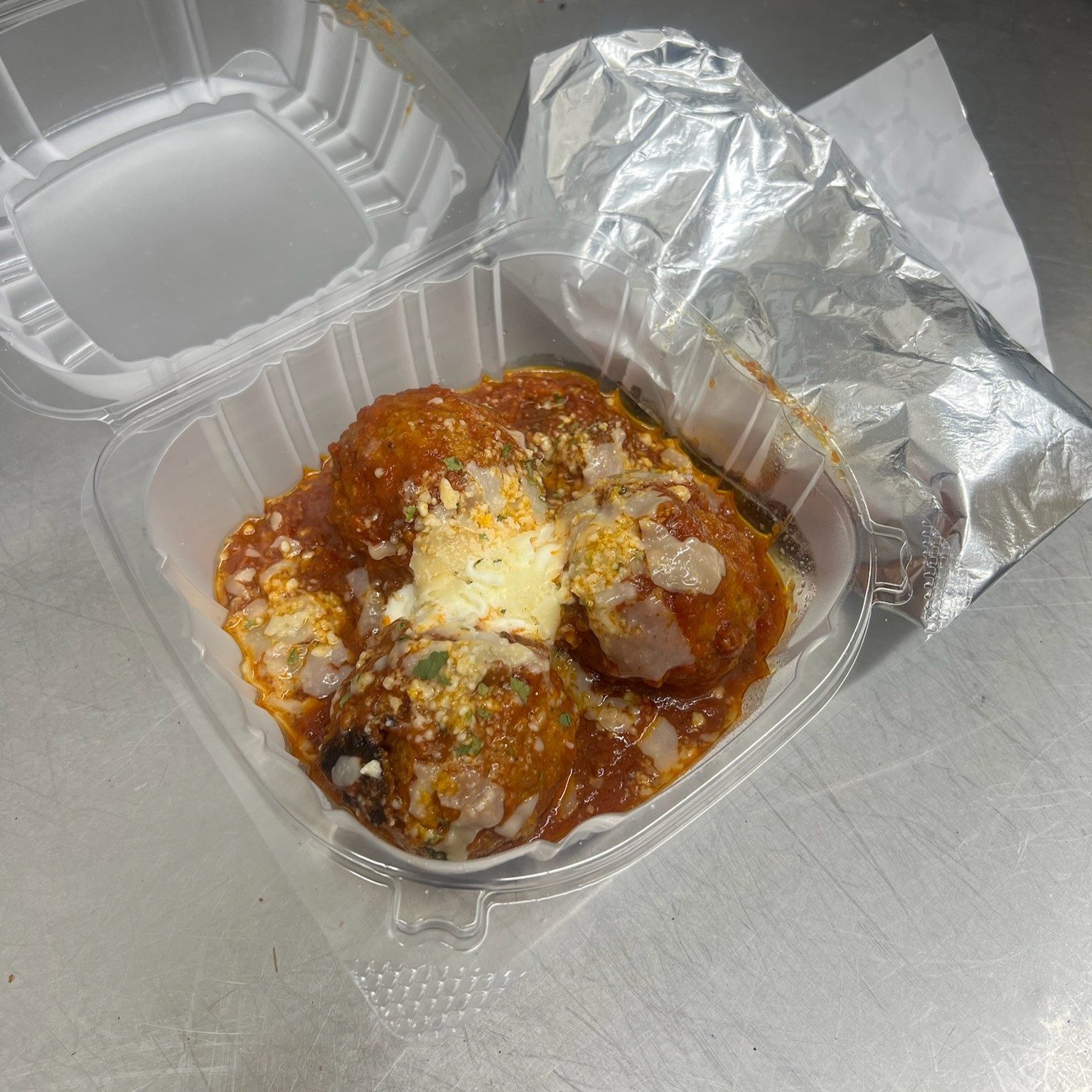 Nonna's Meatballs with Garlic Bread.