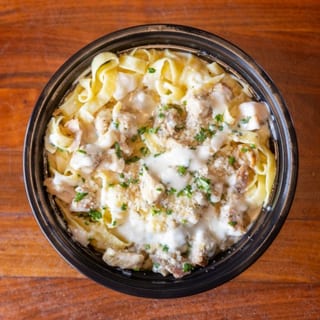 Fettuccine Alfredo with Chicken & Focaccia